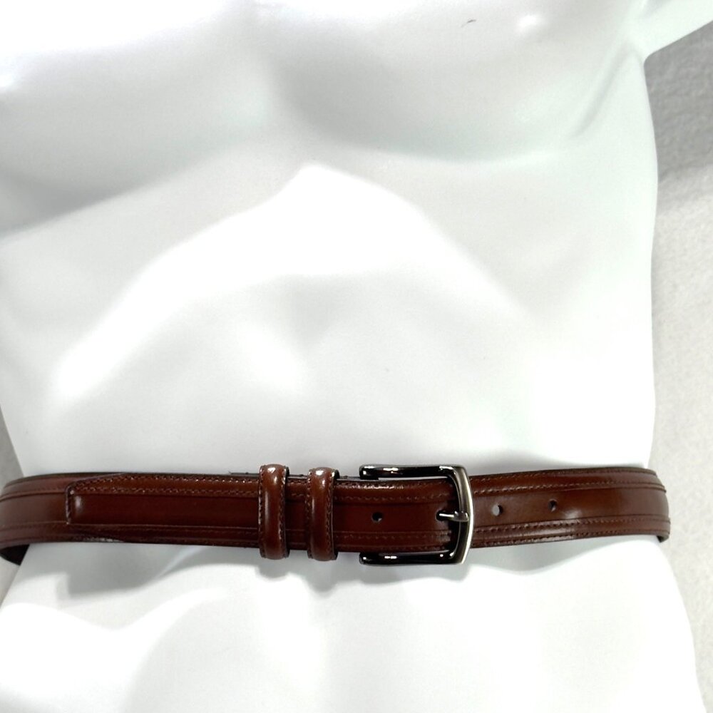 Men's Brown Genuine Leather Belt Metal Buckle Size 36/91